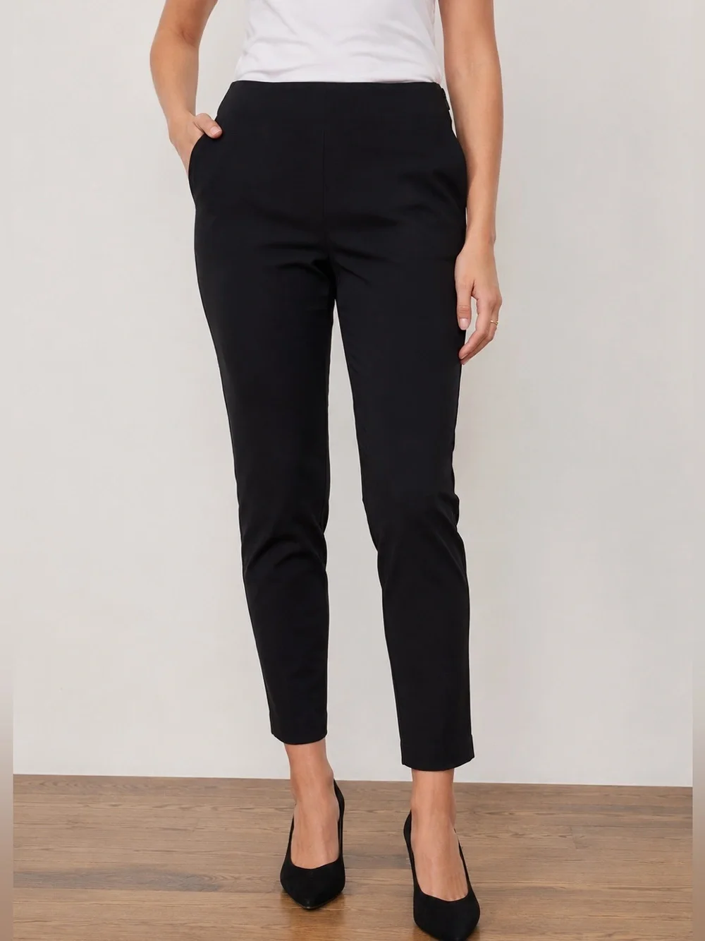 Everlane Black High Rise Slim Ankle Pants Side Zip Career Size 6